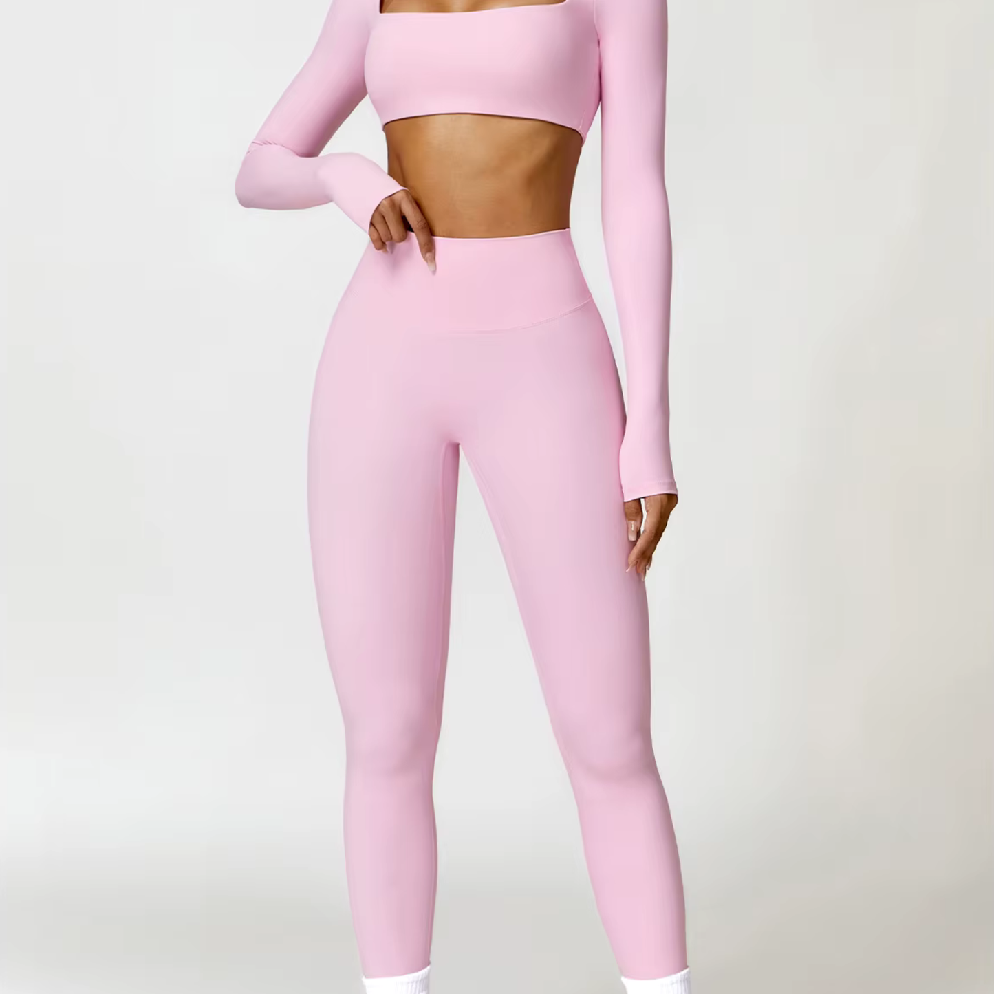 2PCS Yoga Suit Sports Set Women Quick-Drying Gym Set Women Tracksuit Running Workout Long Sleeve Sports Shirt Yoga Clothing