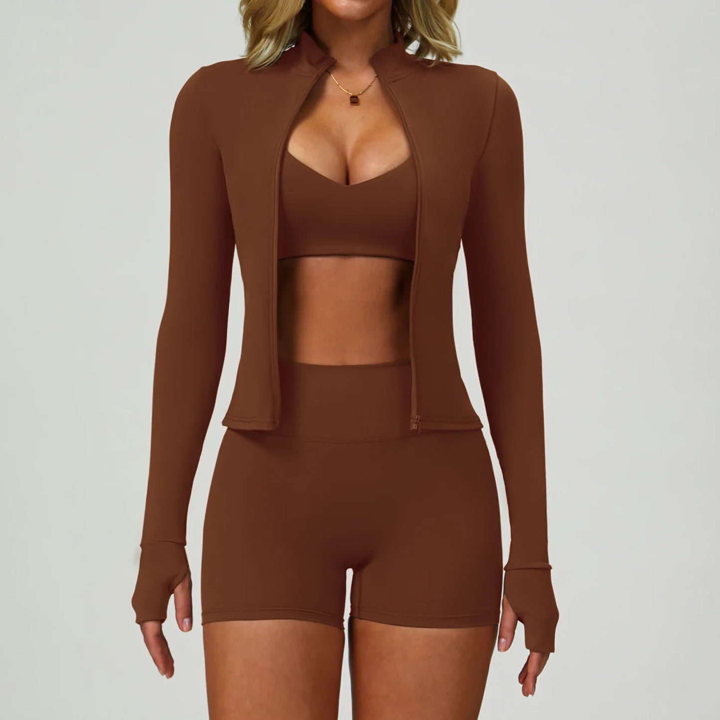 2/3PCS Women's Tracksuit Yoga Set Push Up Workout Sportswear Gym Clothing High Waist Leggings Fitness Long Sleeved Sports Suits