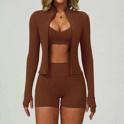 2/3PCS Women's Tracksuit Yoga Set Push Up Workout Sportswear Gym Clothing High Waist Leggings Fitness Long Sleeved Sports Suits