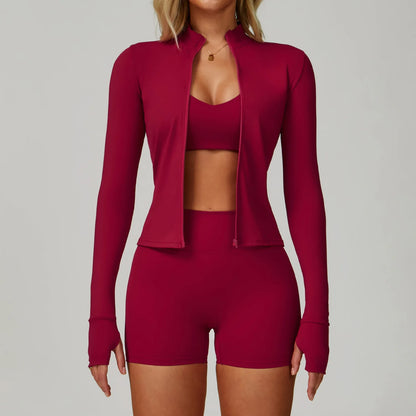 2/3PCS Women's Tracksuit Yoga Set Push Up Workout Sportswear Gym Clothing High Waist Leggings Fitness Long Sleeved Sports Suits